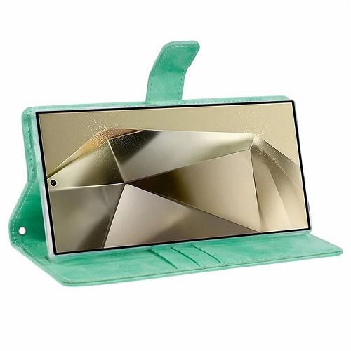 TopSave Goospery BLUEMOON Card Slot w/Magnetic Clip Leather Folio Wallet Flip For Samsung Galaxy S24 Ultra 6.8", Teal