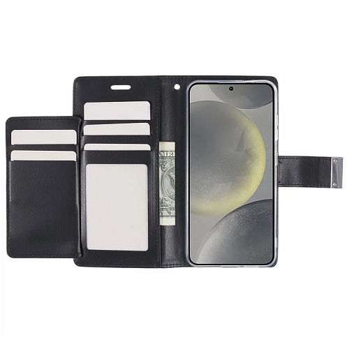 TopSave Goospery RICH MAX(5) Card Slot w/Magnetic Clip Leather Folio Wallet Flip For Samsung Galaxy S24 6.2", Black