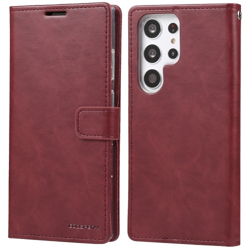 TopSave – Étui-portefeuille folio en cuir avec pince magnétique et fente pour carte BLUEMOON pour Samsung Galaxy S24 Ultra de 6,8 po, bourgogne