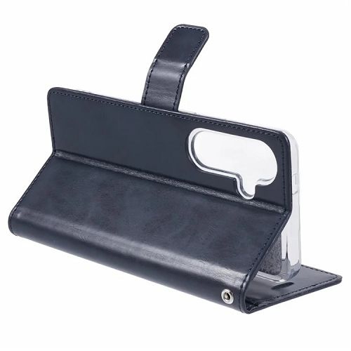 TopSave Goospery BLUEMOON Card Slot w/Magnetic Clip Leather Folio Wallet Flip For Samsung Galaxy S24 6.2", Navy Blue