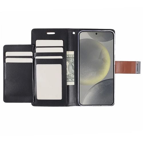 TopSave Goospery RICH MAX(5) Card Slot w/Magnetic Clip Leather Folio Wallet Flip For Samsung Galaxy S24 6.2", Brown