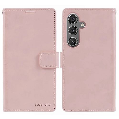 TopSave Goospery BLUEMOON Card Slot w/Magnetic Clip Leather Folio Wallet Flip For Samsung Galaxy S24 6.2", Rose Gold