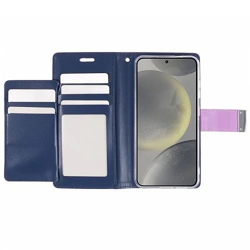 TopSave Goospery RICH MAX(5) Card Slot w/Magnetic Clip Leather Folio Wallet Flip For Samsung Galaxy S24 6.2", Purple