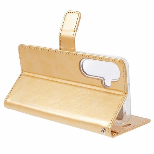 TopSave Goospery BLUEMOON Card Slot w/Magnetic Clip Leather Folio Wallet Flip For Samsung Galaxy S24 6.2", Gold