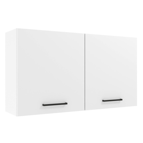 Madesa Hazel Wall Kitchen Storage Cupboard Cabinet with 2 Doors and Shelves 48 Inch Organization Unit for Pantry - White