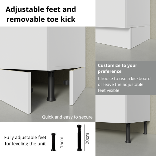 Madesa Full Set Hazel Kitchen Storage Cabinet 107 Inch Organization Unit with Multiple Compartments - White/Brown