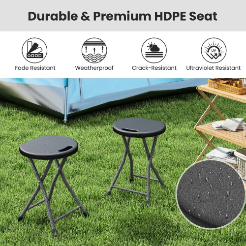 Gymax 18''H Folding Stool Portable & Foldable Camping Chair w/ Built-in Handle