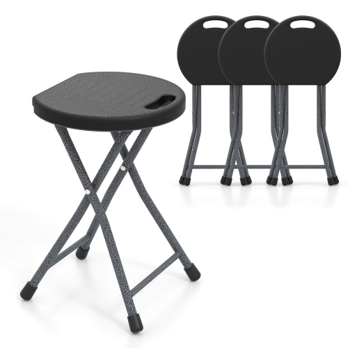 GYMAX  4PCs 18"h Folding Stool Portable & Foldable Camping Chair W/ Built-In Handle