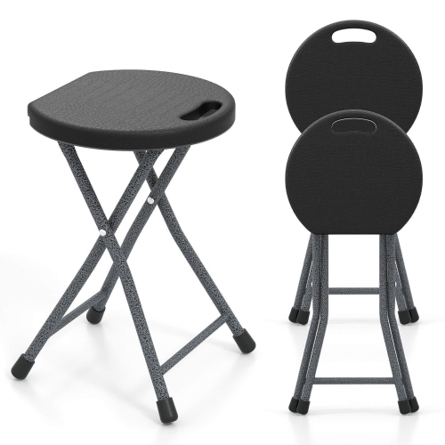 GYMAX  3PCs 18"h Folding Stool Portable & Foldable Camping Chair W/ Built-In Handle