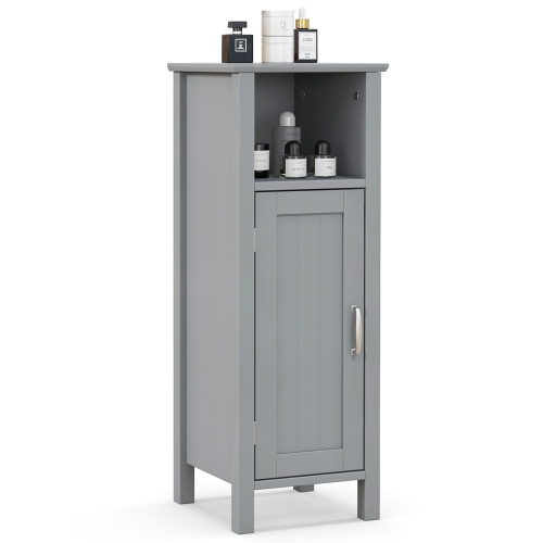 GYMAX  Bathroom Storage Organizer Narrow Floor Cabinet W/ 2-Tier Cabinet Open Compartment