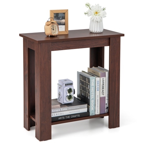 Gymax 2-Tier End Table Modern Sofa Bedside Table Compact Nightstand w/ Storage Shelf