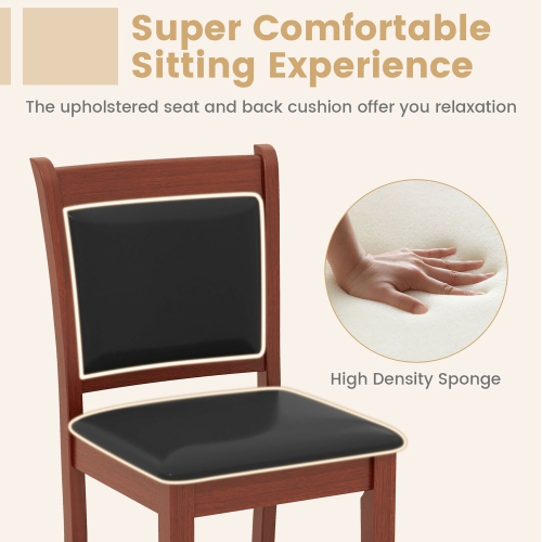 Gymax Upholstered Counter Stool Set of 4 w/ Solid Rubber Wood Frame Ergonomic Backrest