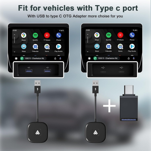 Plug and Play Upgraded Wireless Android Auto Adapter: Low Latency, Easy Installation for Factory Wired Android Auto in All Cars