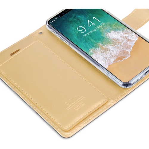 TopSave Goospery RICH MAX(5) Card Slot w/Magnetic Clip Leather Folio Wallet Flip For Samsung Galaxy S24 6.2", Gold