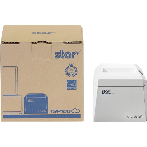 Star Micronics Thermal Receipt Printer TSP143IVUE - TSP100IV Series Cutter, AOA, USB-C, USB-A, Ethernet, CLOUDPRNT with Ethernet and USB Cable, White