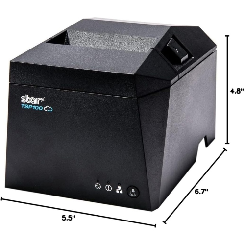 Star Micronics Thermal Receipt Printer TSP143IVUE - TSP100IV Series Cutter, AOA, USB-C, USB-A, Ethernet, CLOUDPRNT with Ethernet and USB Cable, Gray