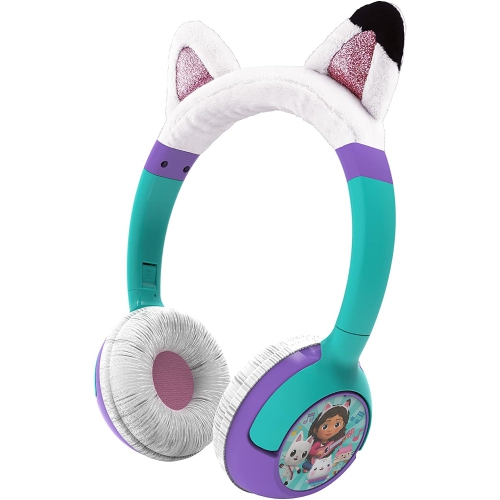 Gabbys Dollhouse Kids Bluetooth Headphones, Wireless Headphones with Microphone Includes Aux Cord, Volume Reduced Kids Foldable Headphones for