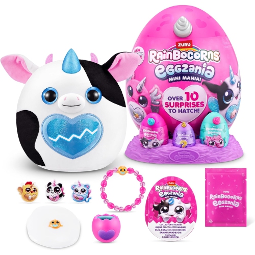 ZURU RAINBOCORNS  Rainbocorns Eggzania Mini Mania Cow Plush Surprise Unboxing With Animal Soft Toy, Idea for Girls With Imaginary Play