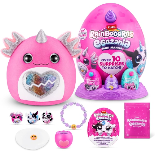 ZURU RAINBOCORNS  Rainbocorns Eggzania Mini Mania Axolotl Plush Surprise Unboxing With Animal Soft Toy, Idea for Girls With Imaginary Play