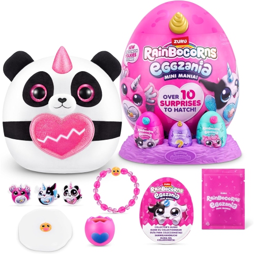 ZURU RAINBOCORNS  Rainbocorns Eggzania Mini Mania Panda Plush Surprise Unboxing With Animal Soft Toy, Idea for Girls With Imaginary Play