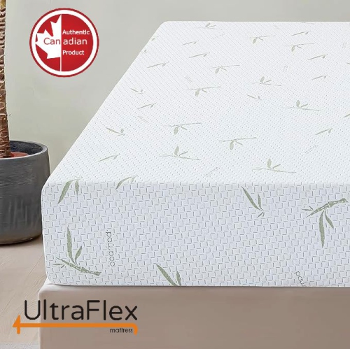 UltraFlex EasySleep- Canadian-Made Medium Firm Gel Infused Reversible Comfort With Pressure Relief and Bamboo Cover, CertiPUR-US® Certified Foam-