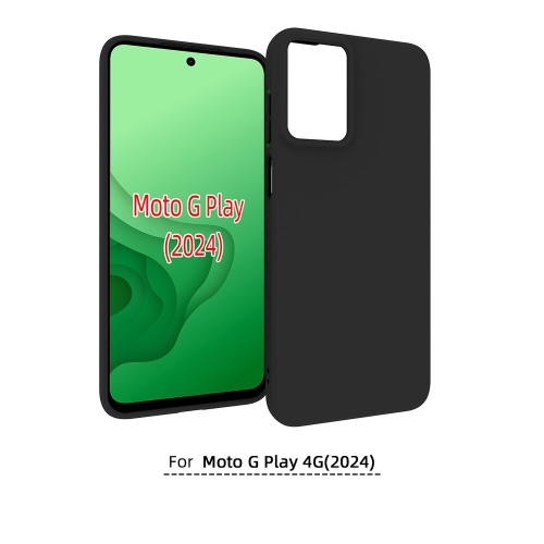 TopSave Soft Gel Rubber Matt Back TPU w/Glossy Bumper Case For Motorola Moto G Play 4G(2024) 6.5", Black