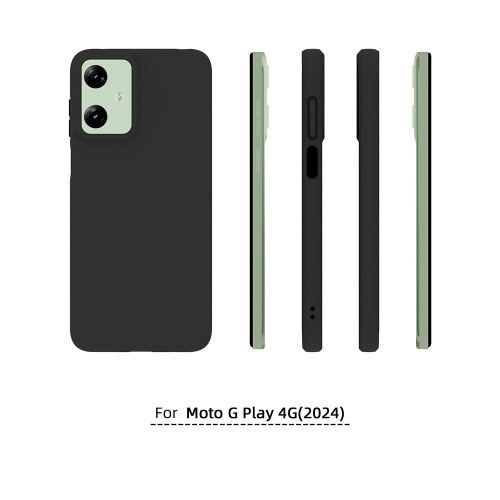 TopSave Soft Gel Rubber Matt Back TPU w/Glossy Bumper Case For Motorola Moto G Play 4G(2024) 6.5", Black
