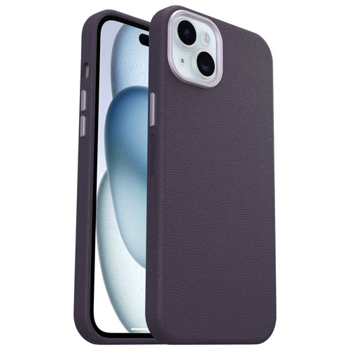 Étui rigide ajusté en cuir de cactus Symmetry d'OtterBox pour iPhone 15 Plus - Violet