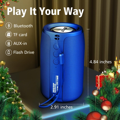 Portable Bluetooth Speaker, Waterproof Speaker, Wireless Speaker IPX5, 12H Playtime, Stereo Pairing, MIC/TF Card/USB/AUX Home/Outdoor/Home Audio Gift