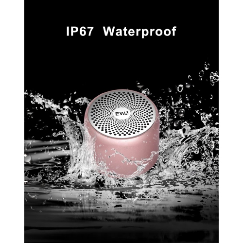 Mini Bluetooth Speaker with Travel Case, Bass Radiator Enhanced Bass, Bluetooth V5.0, IPX6 Waterproof, for Outdoor, Shower, Room, Bike, Car Rosegold