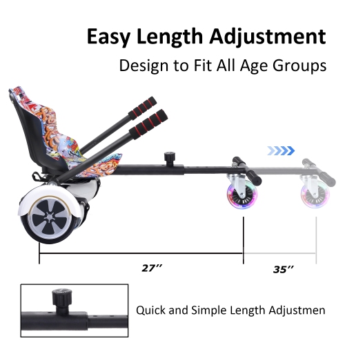 BIIST Flashing Wheel Hoverboard go Kart Attachment Adjustable Hoverboard go Kart Hoverboard seat attachments for All Ages Hoverboard Kart Attachment