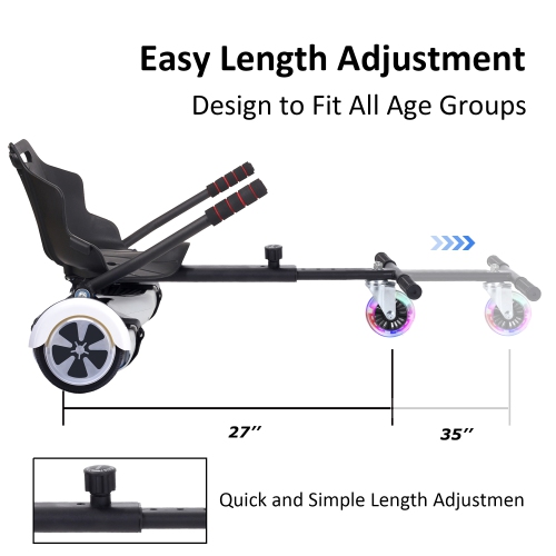 Planche gyroscopique à roue clignotante BIIST à fixer au kart réglable et accessoires de siège pour planche gyroscopique Go Kart pour tous les âges
