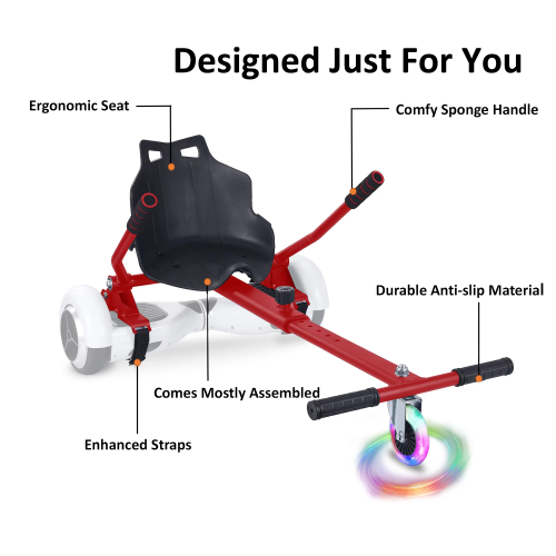 BIIST Flashing Wheel Hoverboard go Kart Attachment Adjustable Hoverboard go Kart Hoverboard seat attachments for All Ages Hoverboard Kart Attachment
