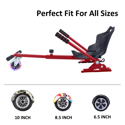 BIIST Flashing Wheel Hoverboard go Kart Attachment Adjustable Hoverboard go Kart Hoverboard seat attachments for All Ages Hoverboard Kart Attachment
