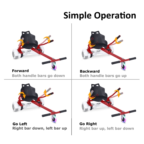 BIIST Flashing Wheel Hoverboard go Kart Attachment Adjustable Hoverboard go Kart Hoverboard seat attachments for All Ages Hoverboard Kart Attachment