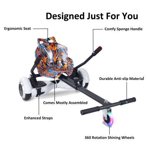 Planche gyroscopique à roue clignotante BIIST, Go Kart Attachment, accessoires de siège de planche volante Go Kart réglables, pour tous les âges,