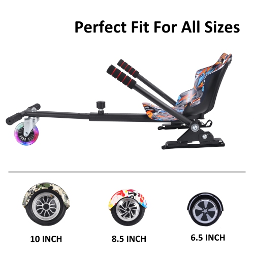 Planche gyroscopique à roue clignotante BIIST, Go Kart Attachment, accessoires de siège de planche volante Go Kart réglables, pour tous les âges,