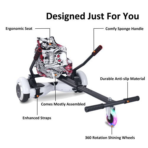 BIIST Flashing Wheel Hoverboard go Kart Attachment Adjustable Hoverboard go Kart Hoverboard seat attachments for All Ages Hoverboard Kart Attachment