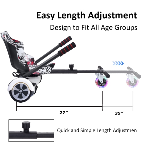 BIIST Flashing Wheel Hoverboard go Kart Attachment Adjustable Hoverboard go Kart Hoverboard seat attachments for All Ages Hoverboard Kart Attachment