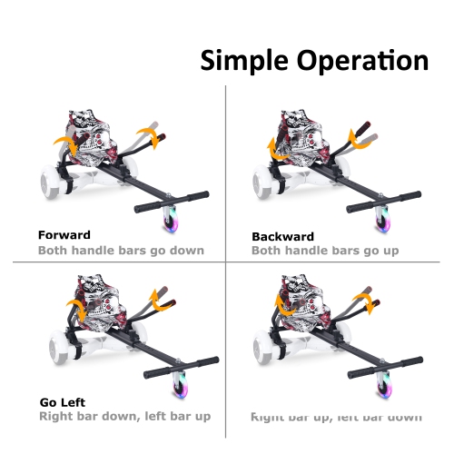 BIIST Flashing Wheel Hoverboard go Kart Attachment Adjustable Hoverboard go Kart Hoverboard seat attachments for All Ages Hoverboard Kart Attachment
