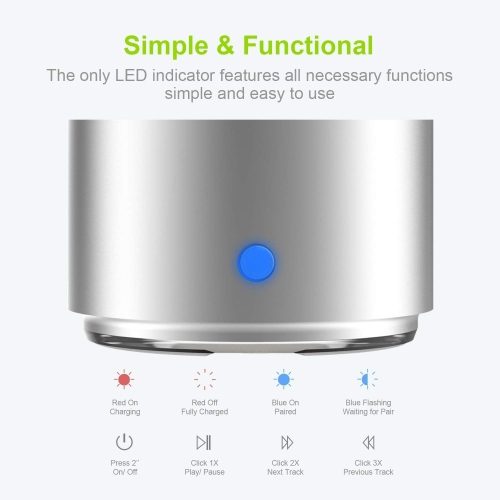 Mini Bluetooth Speaker with Travel Case, Bass Radiator Enhanced Bass, Bluetooth V5.0, IPX6 Waterproof, for Outdoor, Shower, Room, Bike, Car Silver