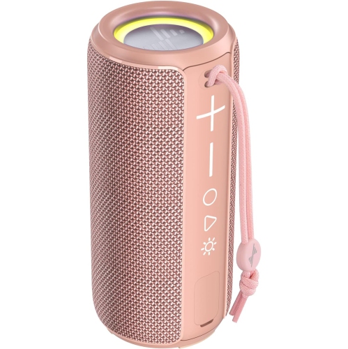 Bluetooth Speaker,Wireless Portable Speaker, Waterproof Outdoor Speakers with Light,HiFi Stereo Sound, Long Playtime, tarp-Pink