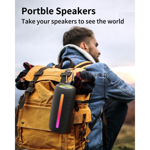 Bluetooth Speakers with Bluetooth V5.3, RGB Lights, Ture Wireless Pairing, IPX5 Waterproof, 10W HD Sound, Portable Speaker for Travel Home Party