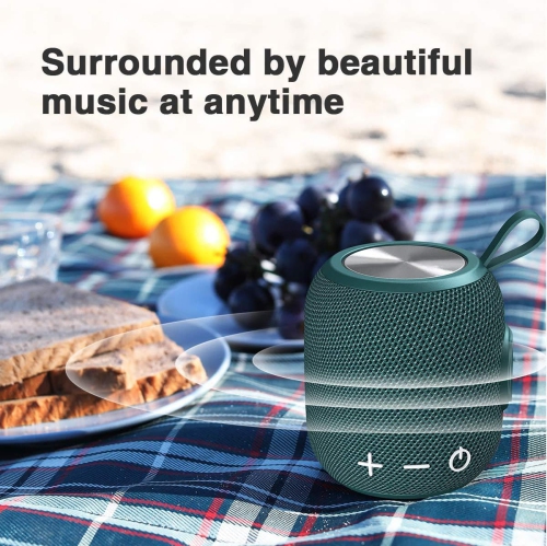 Bluetooth Speaker Wireless Bluetooth 5.0, Mini Portable Speakers 360 HD Surround Sound Stereo IPX7 Waterproof for Inside and Outdoor Speaker Green