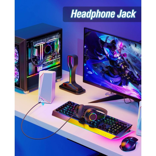 USB/USB-C Powered PC Speakers, Computer Speakers with Loud Stereo Sound for Desktop Monitor, Headphone-in for Desktop, MacBook, iMac, Laptop, Monitor