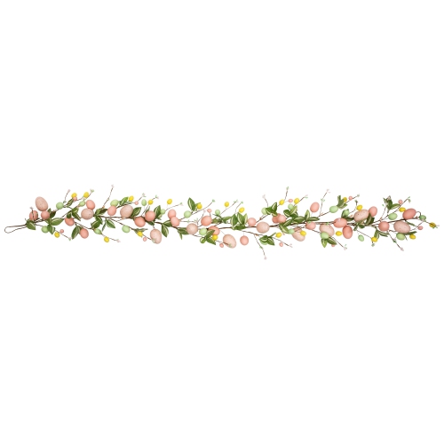 NORTHLIGHT  Easter Eggs And Flower Buds Artificial Garland - 6' - In Pink