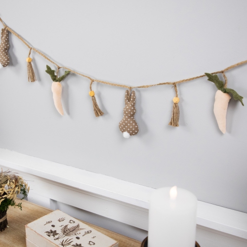 Carrots and Bunnies Plush Easter Garland - 4'