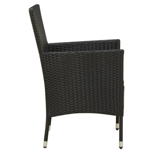 Chaises de jardin vidaXL avec coussins 4 pièces en poly rotin noir