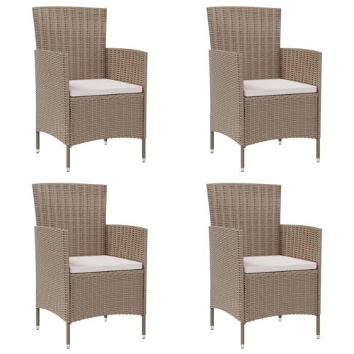 VIDAXL  Garden Chairs With Cushions 4 PCs Poly Rattan In Beige