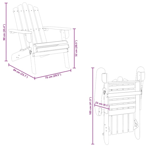 vidaXL Garden Adirondack Chair with Footrest Solid Acacia Wood